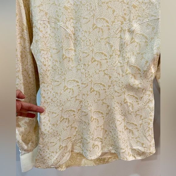 NWT Chloe Floral-Jacquard Tie-Neck Faux-Wrap Cream Blouse IT 36 (US 0) - Picture 14 of 16